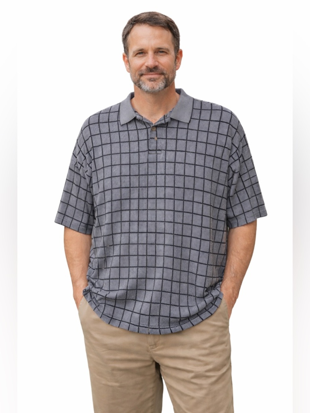 Preswick & Moore Polo Shirt Men’s Large Black/white Check Short Sleeve